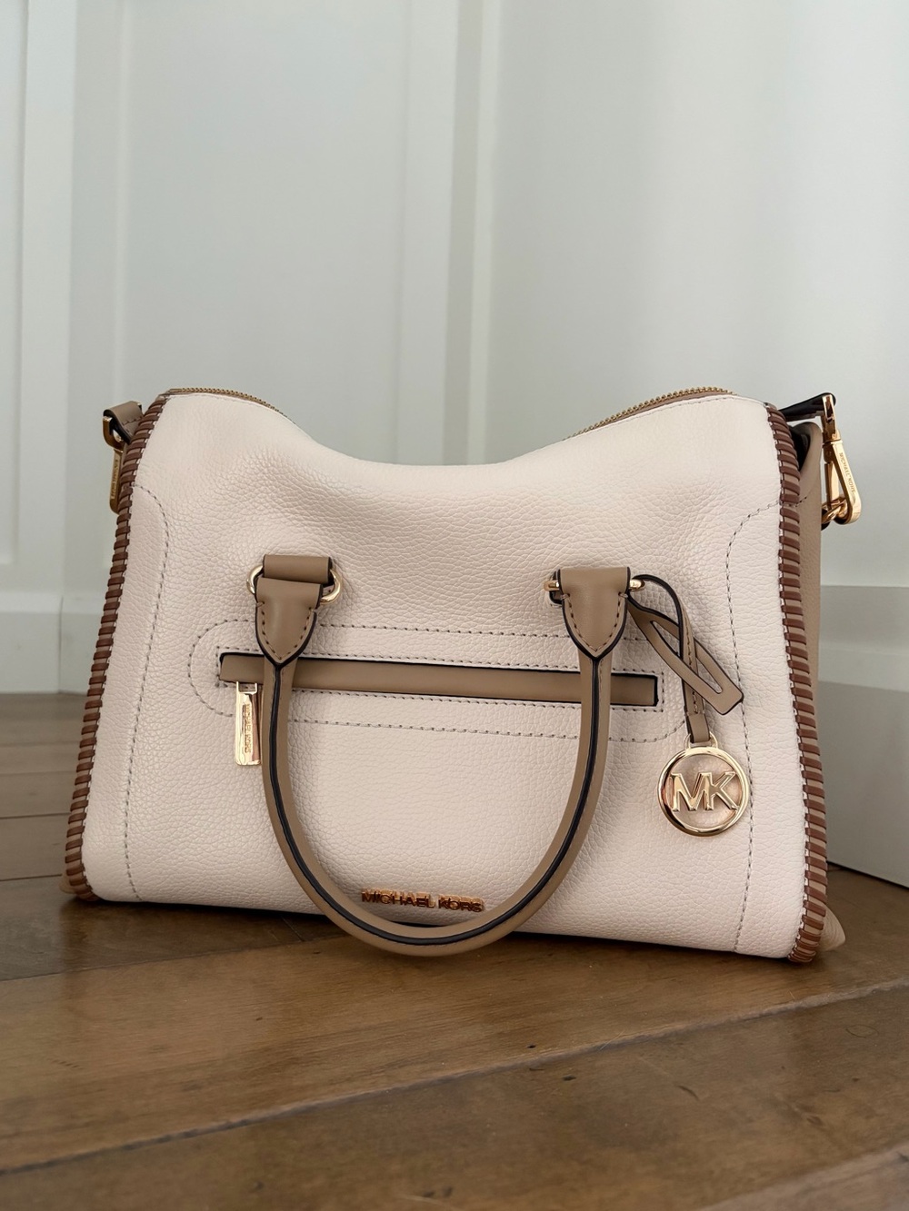 Michael Kors Large Carine Pebbled Leather Satchel